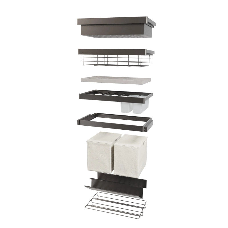 Telaio con guide a estrazione totale e chiusura morbida per accessori per armadi Quartz, 812-838mm, Alluminio e plastica