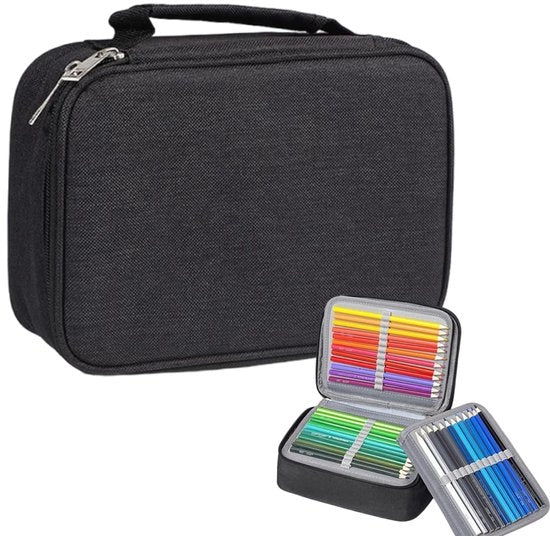 Etui con 72 cassette, grande capacità, organizzatore di pastelli, contenitore portatile rimovibile, spazio di archiviazione, organizzatore di pastelli per bambini, adulti e ragazzi.