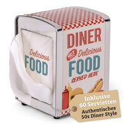 Servithouder da Ristorante - Retro Servithouder - Stile Americano - C. 14,5 x 10,5 x 9,5 cm - Incluso 60 Tovaglioli - Ideale