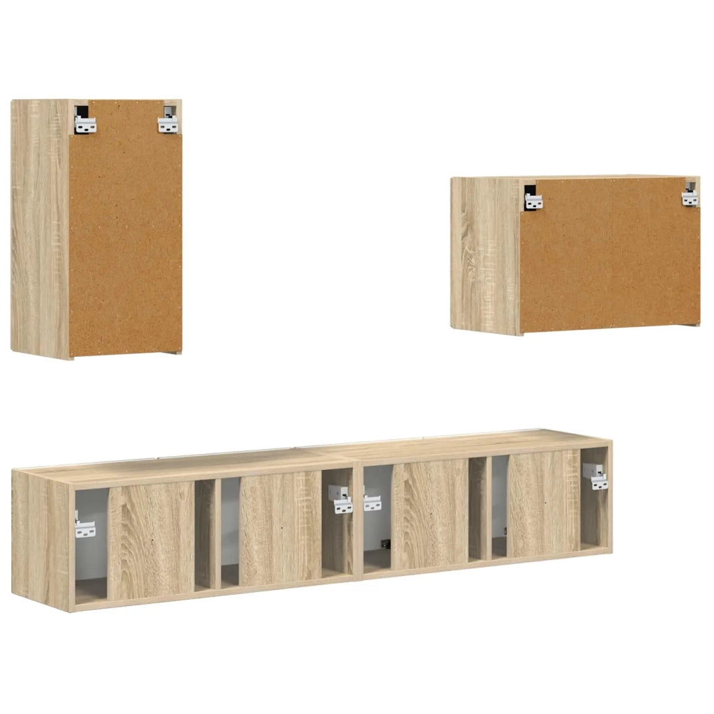 Set di Mobiletto da TV a Parete 4 pcs Rovere Sonoma