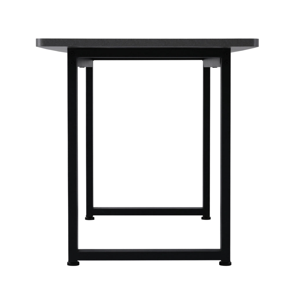 Set da pranzo 5 pezzi con 4 sedie in velluto e tavolo rettangolare; nero e grigio; stile industriale