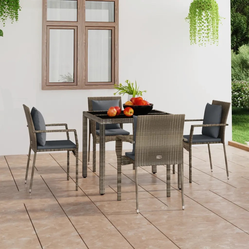 Sedie da Giardino con Cuscini 4 pz in Polyrattan Grigie 319880