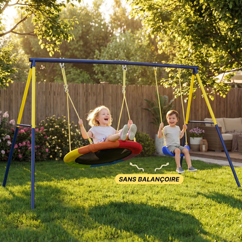 Altalena Doppia per Bambini ¨C Zephmum ¨C Blu 260x160x178cm