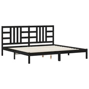 Letto matrimoniale | Letto per adulti | Giroletto Nero in Legno Massello 200x200 cm