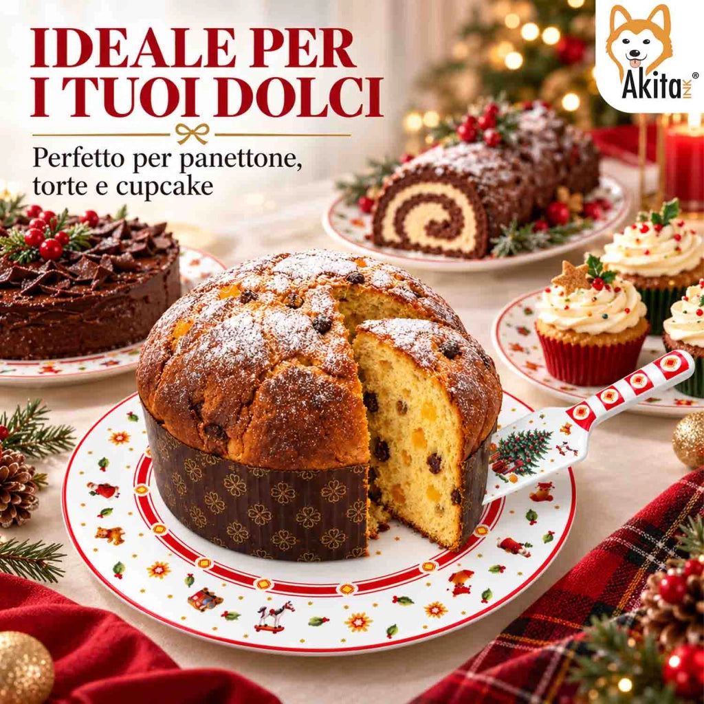 Akitaink Piatto Panettone Christmas Tree 30 cm Paletta Porcellana