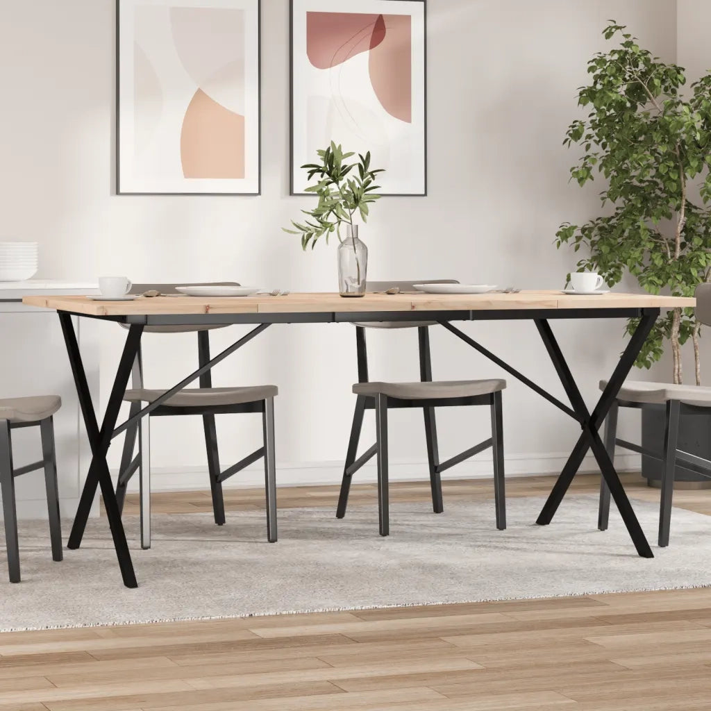 Tavolo da Pranzo | Tavolo da cucina Telaio a X 180x90x75,5 cm Legno Pino e Acciaio