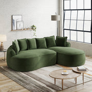 Canapé modulaire senza struttura con seduta extra profonda e cuscini in chenille per salotto verde
