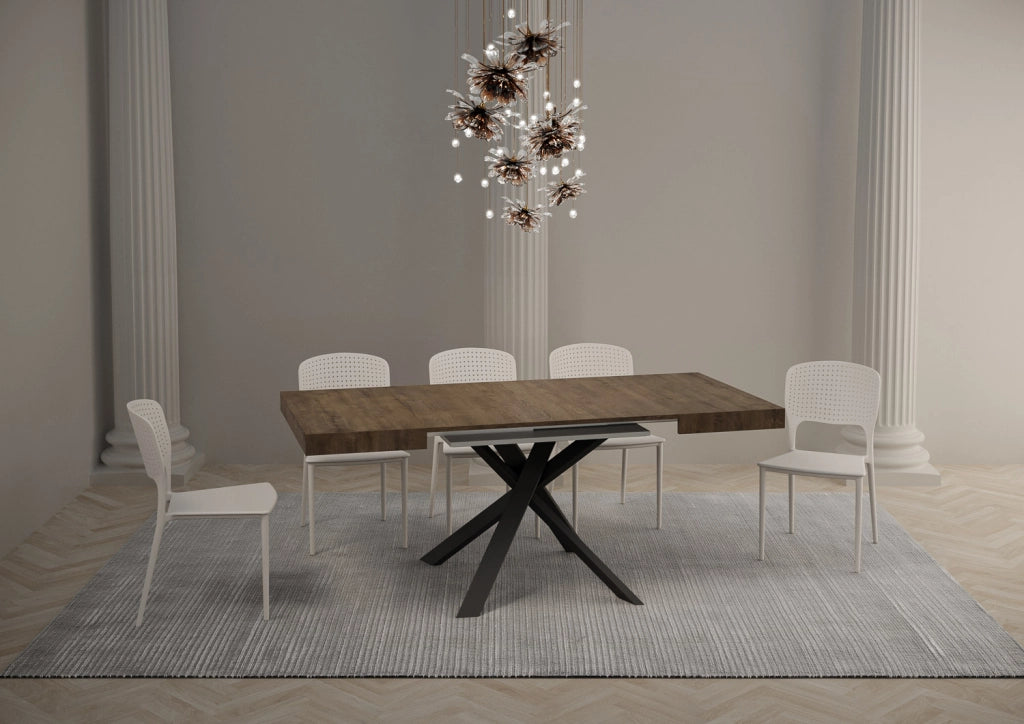 Tavolo allungabile 90x90/194 cm Clerko Noce gambe Antracite