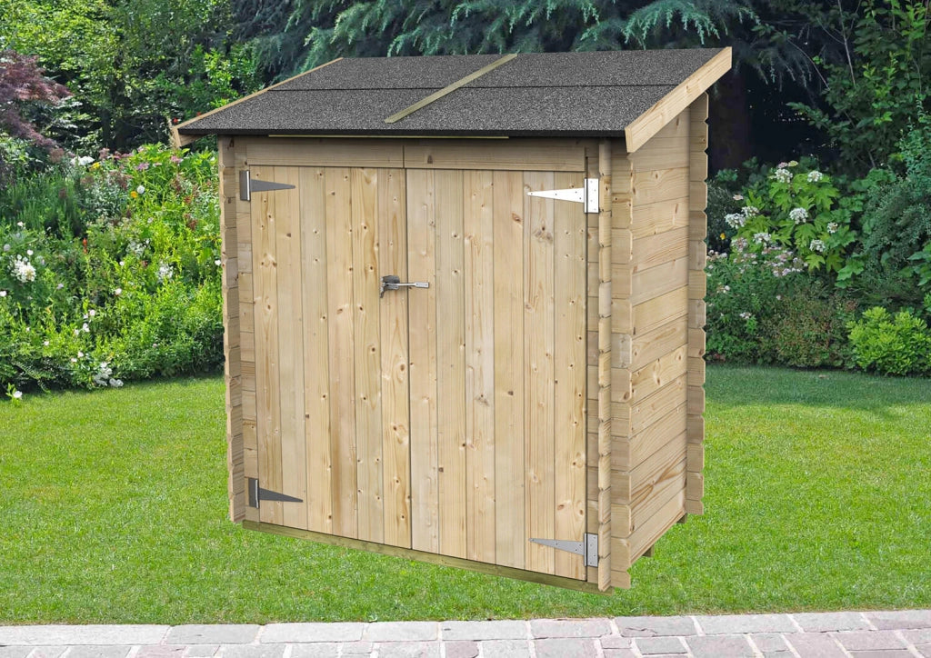 Casetta Box da Giardino per Attrezzi 155x85 cm con Porta Doppia Cieca in Legno Castagno