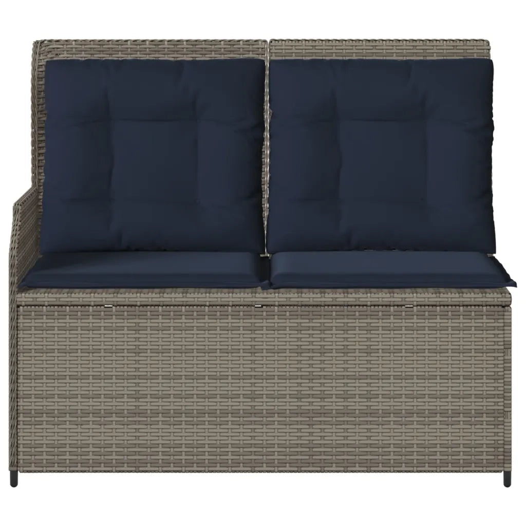 Panchina da giardino reclinabile con Cuscini in Polyrattan Grigio 368953