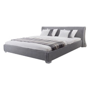 Letto ad acqua grigio poliestere imbottito doppia dimensione 140 x 200 cm moderno design glamour poggiatesta curvo