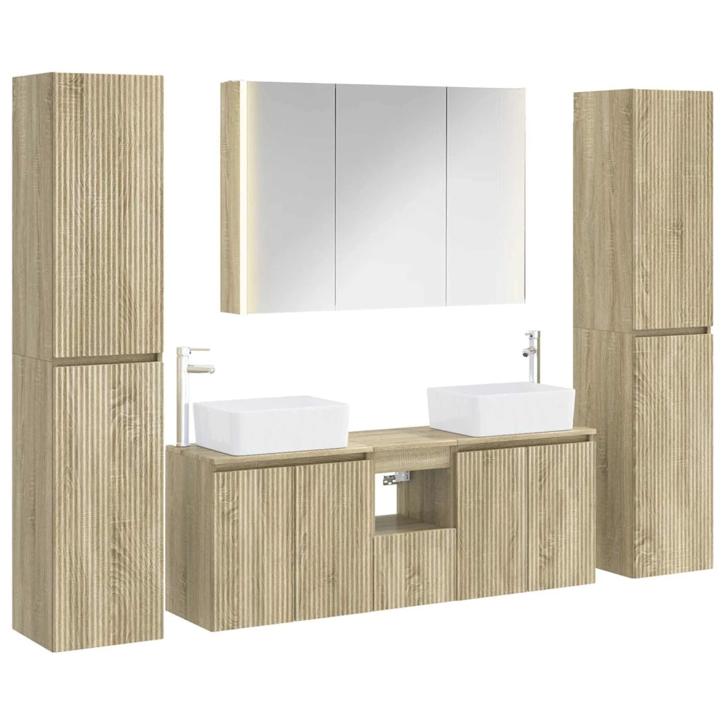 Set di mobili per il bagno 6 pcs Rovere Sonoma 3407233
