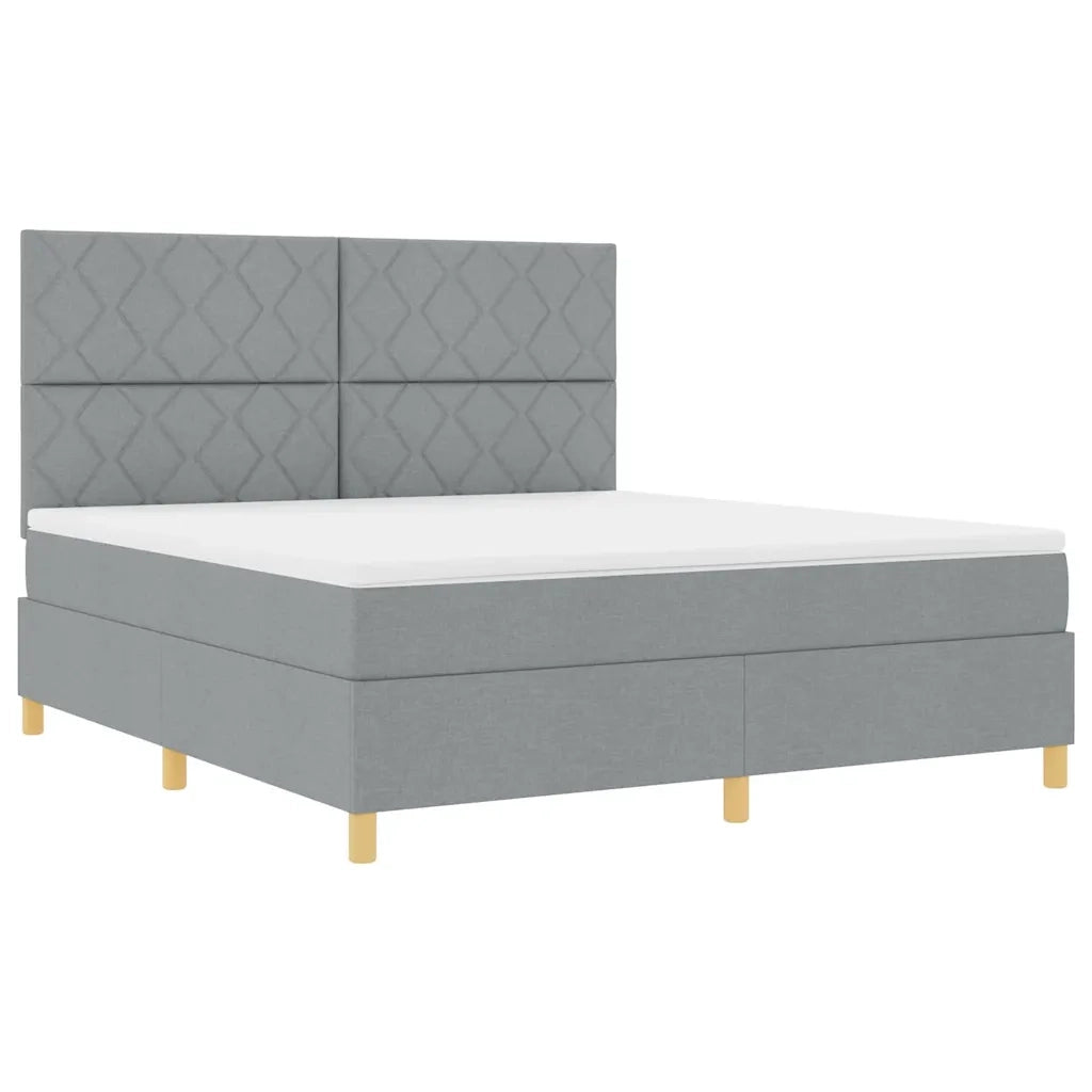 Letto a Sorgente LED Grigio chiaro 180 x 200 cm Tessuto 3343194