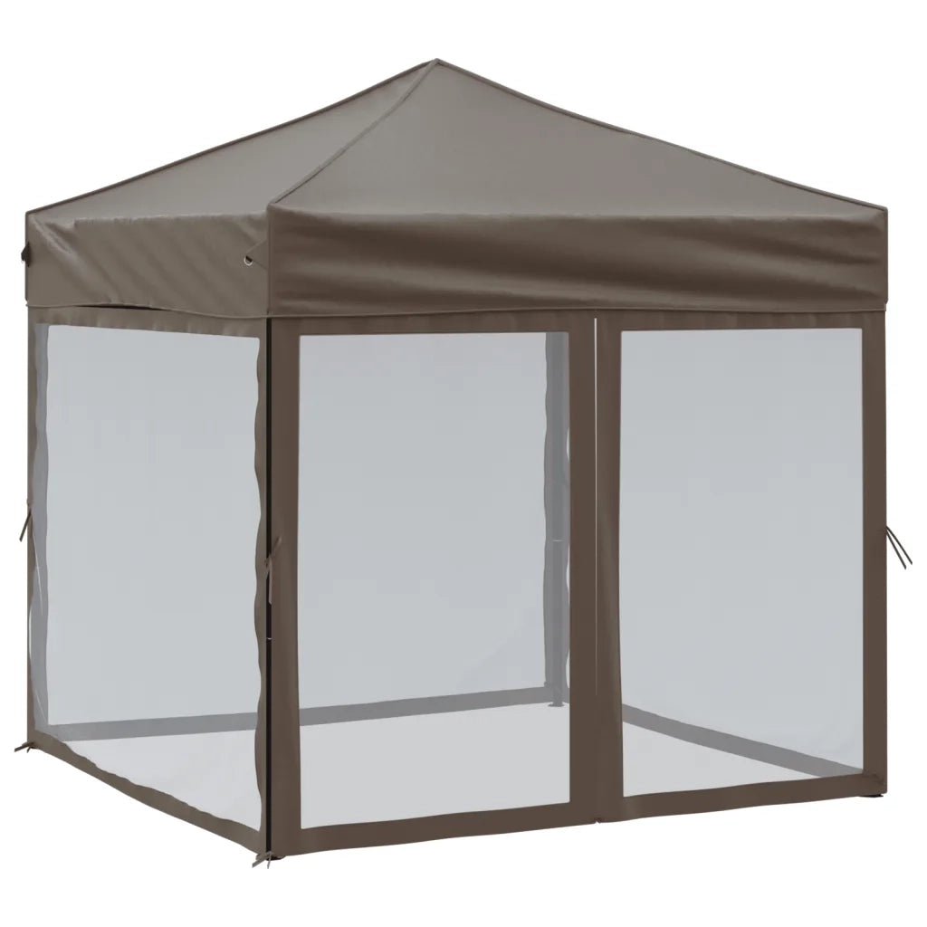 Tenda per Feste Pieghevole con Pareti Laterali-Tenda Gazebo Tortora 2x2 m 990192