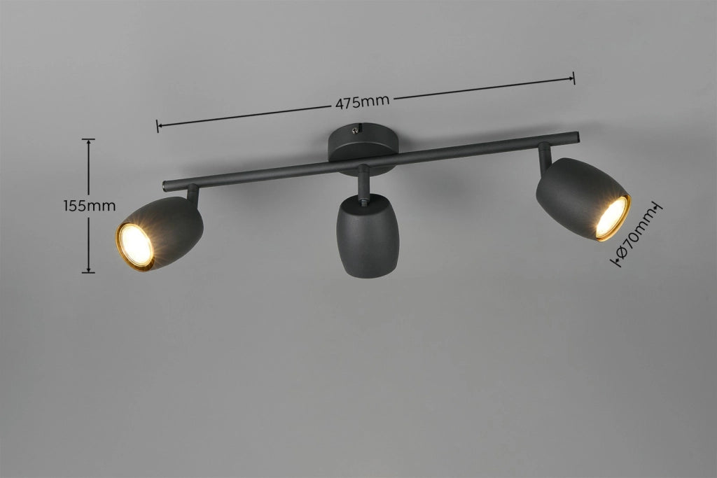 Faretto da soffitto NANCY RL 3xGU10 nero metallo