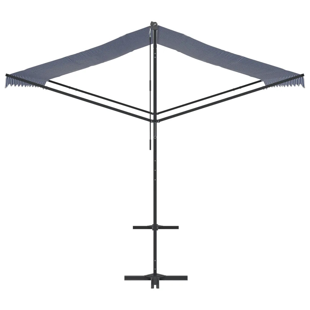 Tenda da Sole Blu e Bianca 300x300 cm in Tessuto e Acciaio