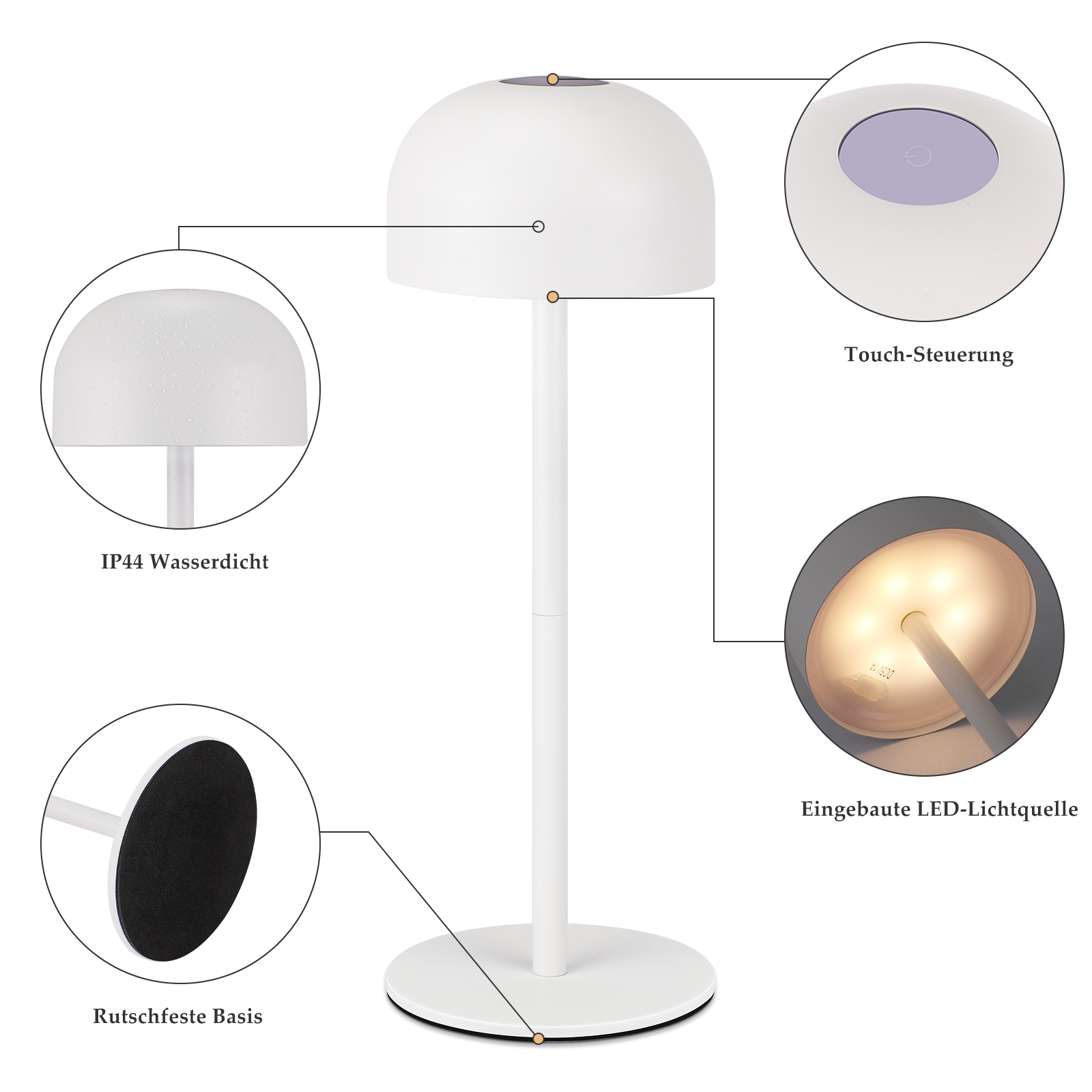 ZMH Lampada da tavolo LED set 2 pezzi wireless dimmerabile 3 temperature per camera letto soggiorno