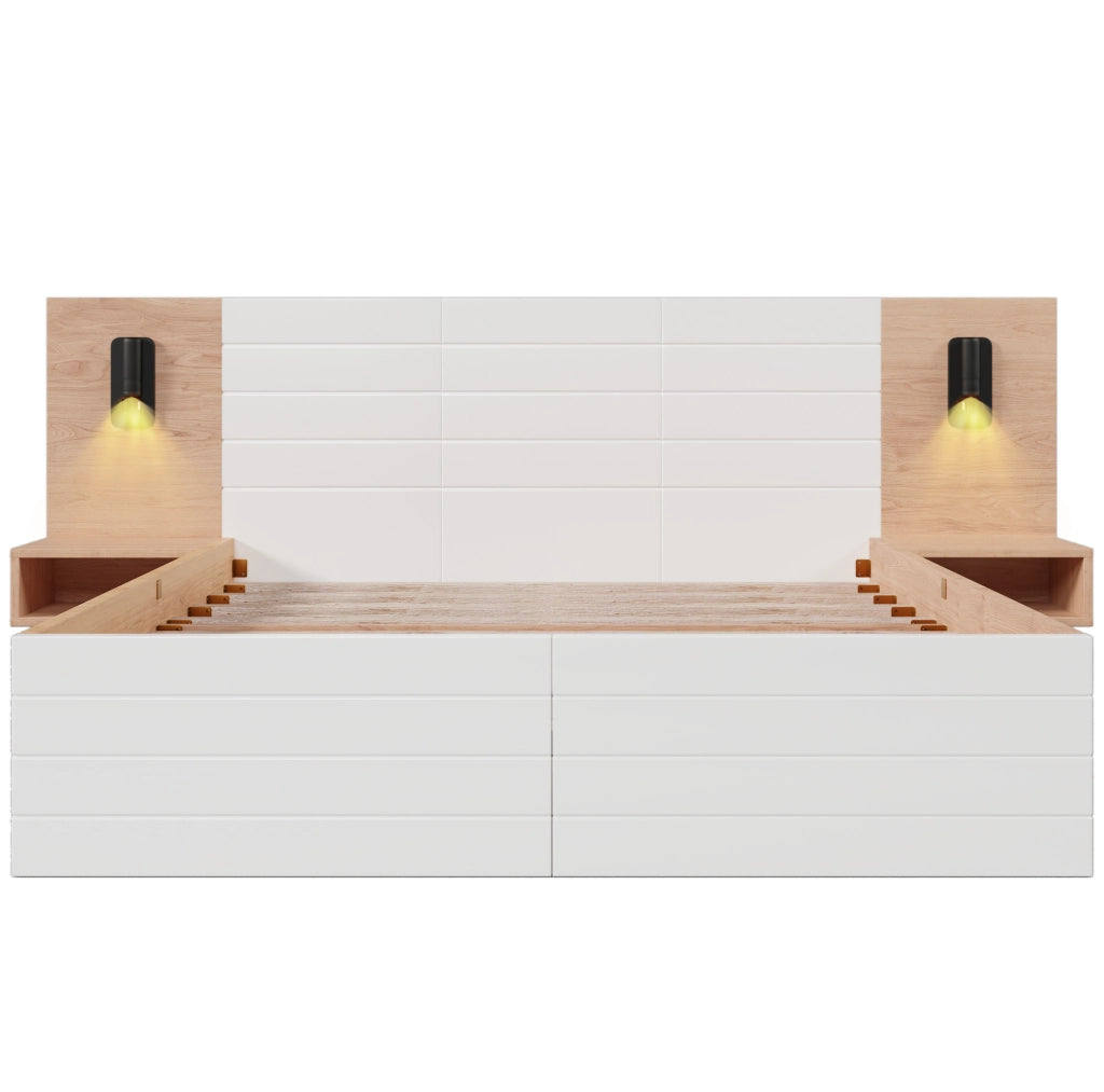 Letto matrimoniale 160x200 cm con materasso, LED e USB