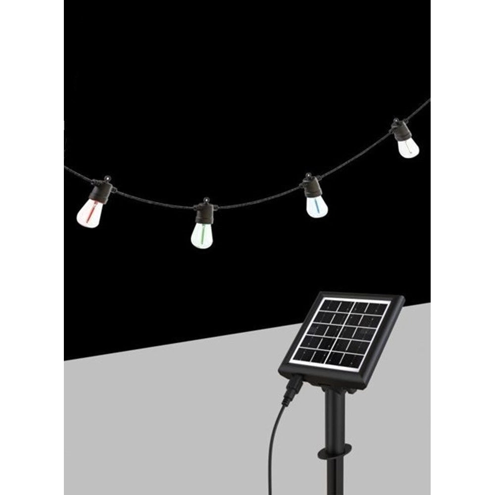 Trade Shop - Catena Luminosa Con Pannello Solare Led Rgbw 10mt Con 10 Lampadine Giardino So-st-rgbw -
