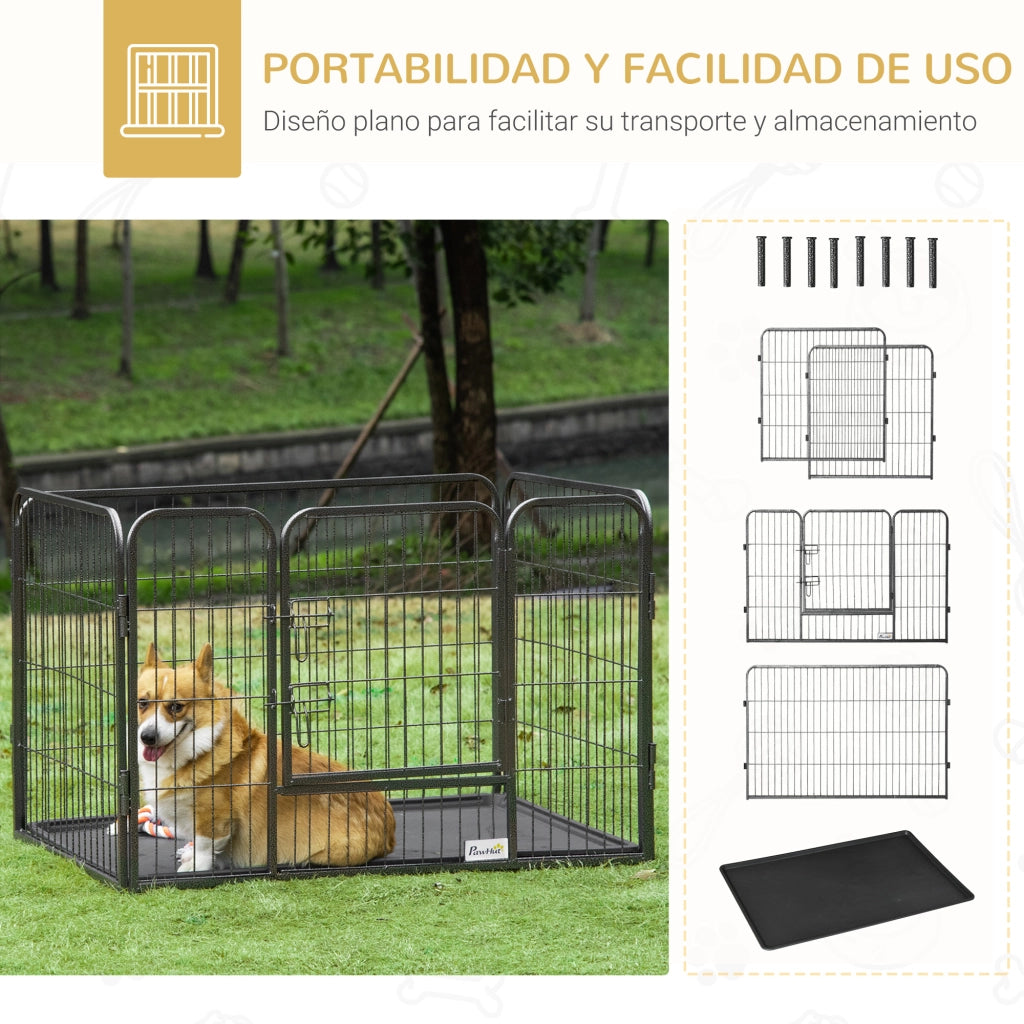 Recinto per Animali Domestici 4 Pannelli ¨C zephmum ¨C Grigio Acciaio 109x74x71 cm