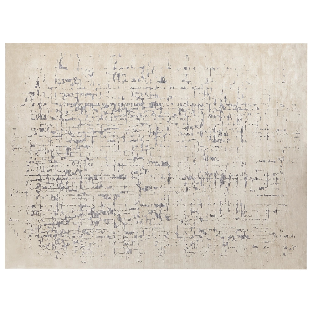 Tappeto per aree Panna Beige Poliestere 300 x 400 cm Motivo effetto invecchiato Tinta unita Tappeto da salotto moderno e minimalista
