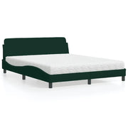 Letto con Materasso Dover Verde Scuro 160x200 cm in Velluto 3208434