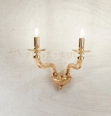 APPLIQUE VILLA 2 LUCI AMBRA E ORO  ATTACCO E14