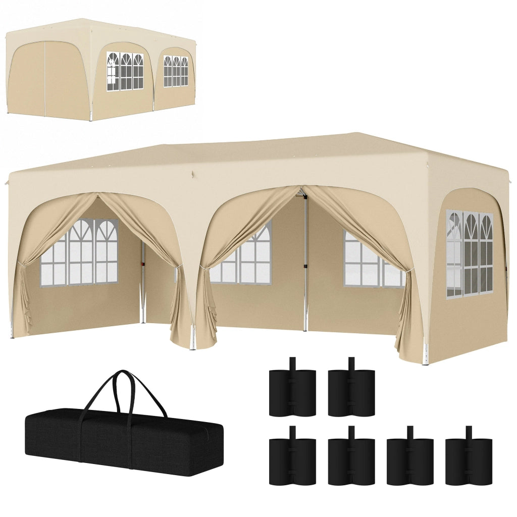 Tonnelle pliante 3x6m ¨C zephmum ¨C Sable, UPF50+, con sacco e sacchetti di sabbia