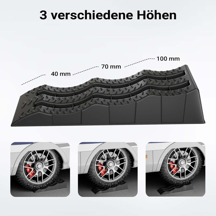 2x cunei livellatori con 3 altezze 40/70/100 mm Rampe per auto max 3,5t Con custodia e livella
