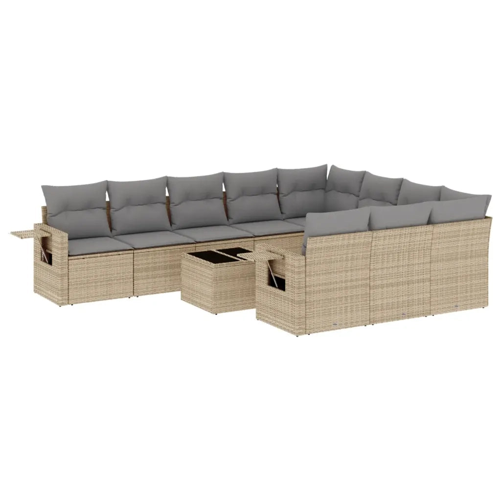 Set Divani da Giardino 11 pz con Cuscini Beige in Polyrattan 3220698