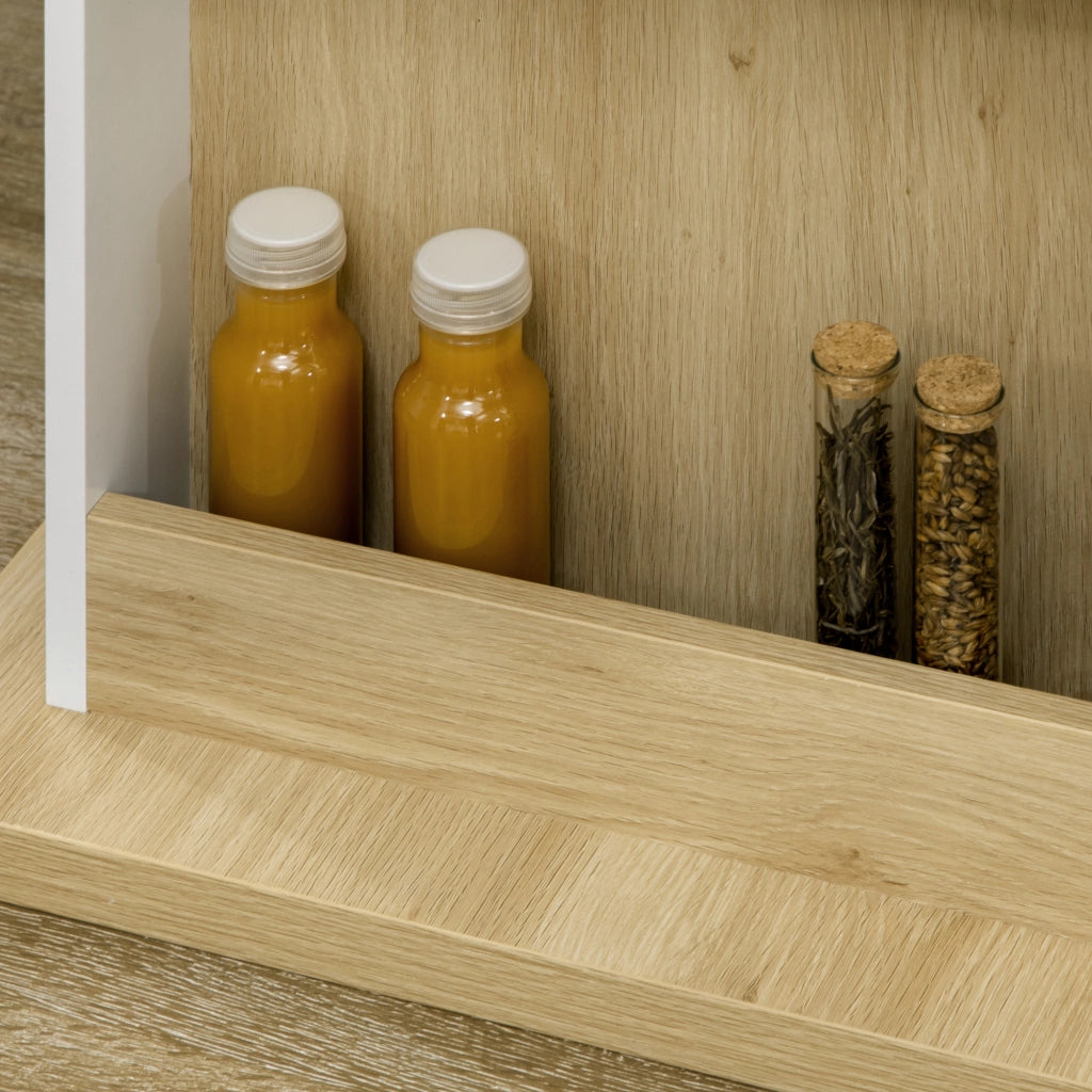 Tavolo da Cucina 4 Persone con Armadietti ¨C Zephmum ¨C Bianco e Legno, 110x70x75.5 cm