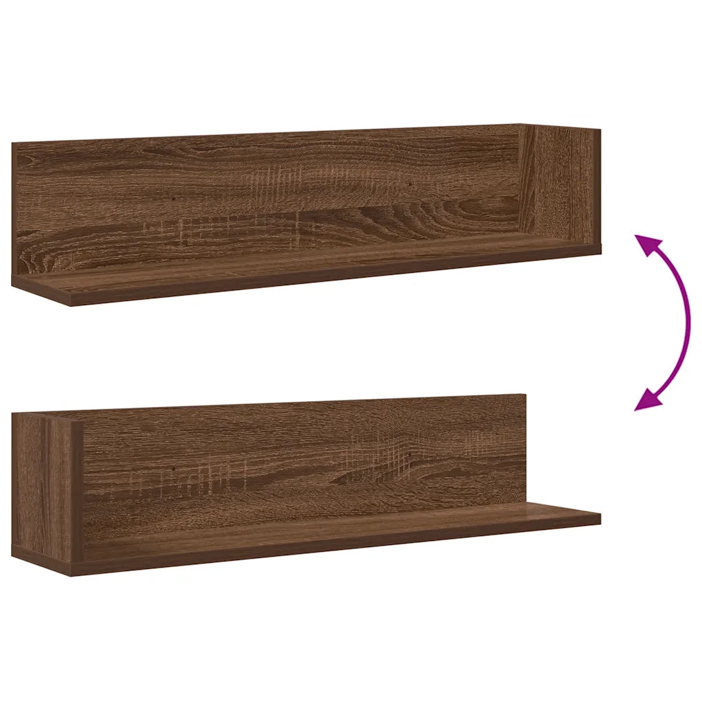 Mensole da Parete 2pz Rovere Marrone 75x16,5x16,5 cm Truciolato 860037