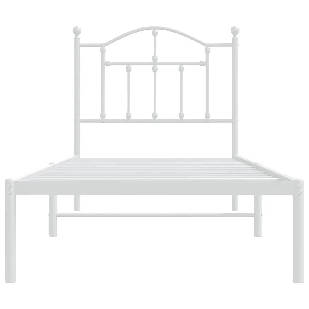 Giroletto con Testiera-Struttura Letto con testiera Metallo Bianco 90x190 cm 152427