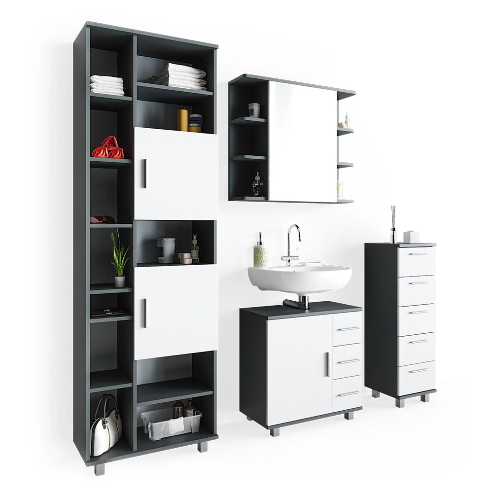 Vicco Set mobili bagno Antracite 4 parti