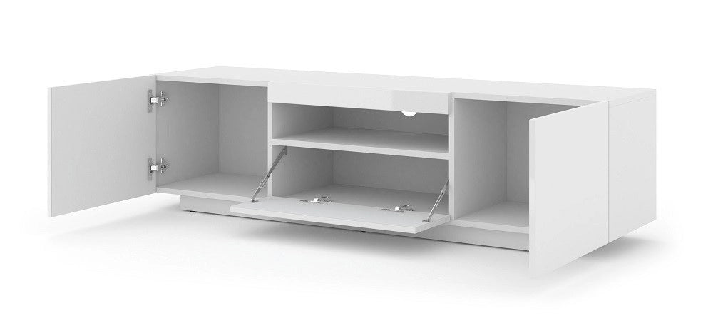 Mobile TV sospeso o a terra 150x42/36x37 Cm STAND AURA Bianco lucido