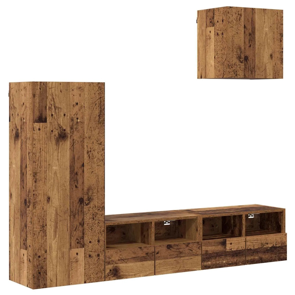 Unità per TV a Muro 4 pcs Legno vecchio Legno multistrato 3402779