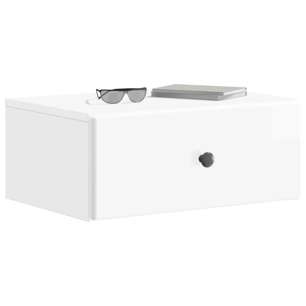 Mobiletto da notte a muro 2 pz Bianco Lucido 49 x 34,5 x 20 cm 899134