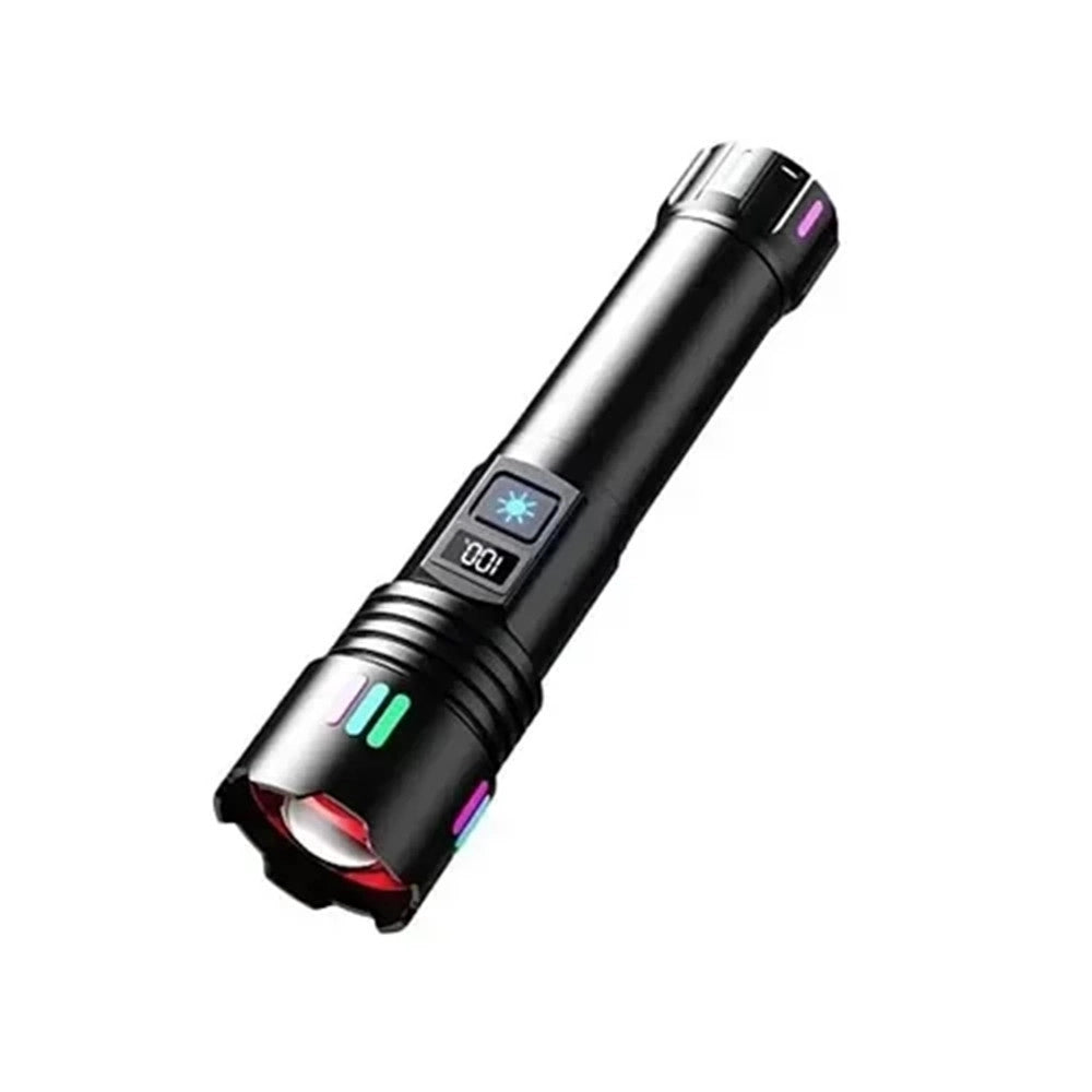 Trade Shop - Torcia Led Ricaricabile Portatile Potente Luce Laser Bianca Impermeabile Zoom Telescopico P45 -