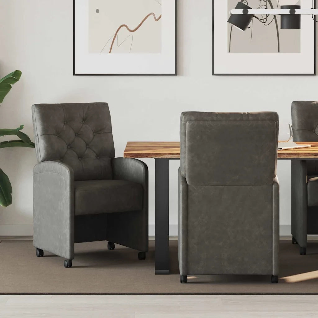 Sedie da Pranzo con Ruote con ruote 2 pcs Nero 58 x 67 x 97 cm