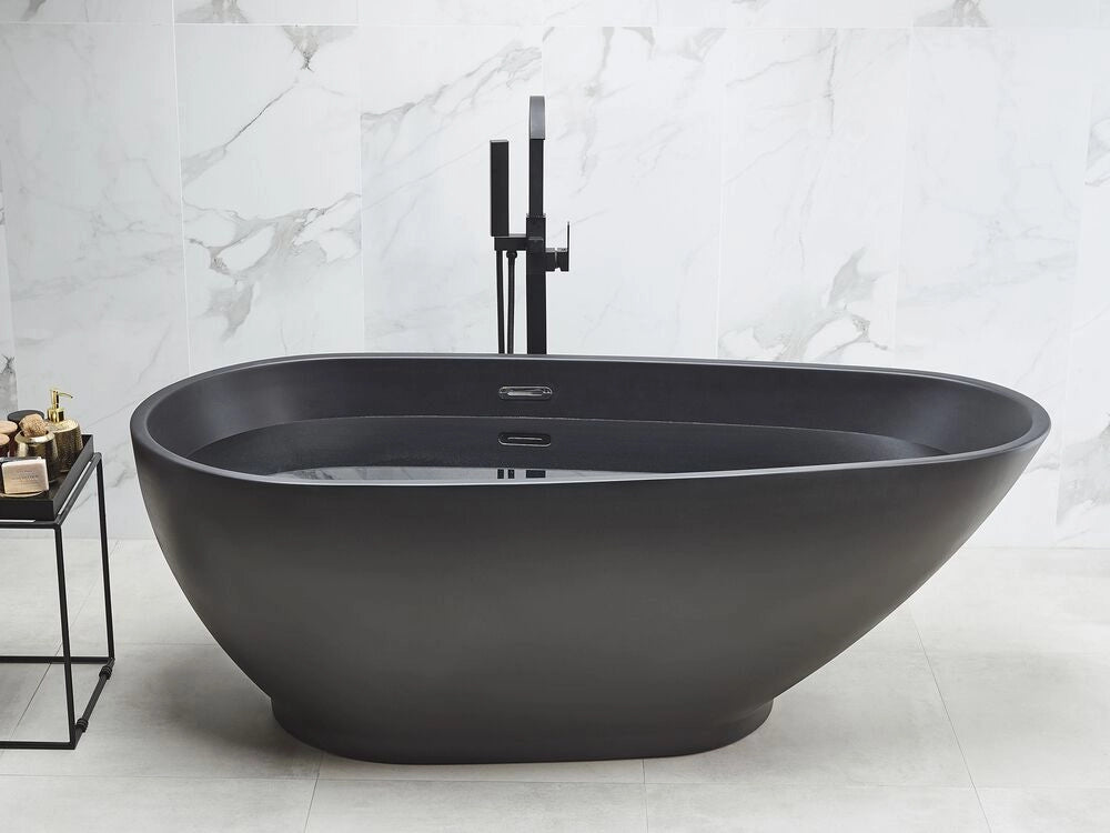 Vasca freestanding in acrilico sanitario Nero singolo 1730 x 820 mm ovale design moderno colore opaco