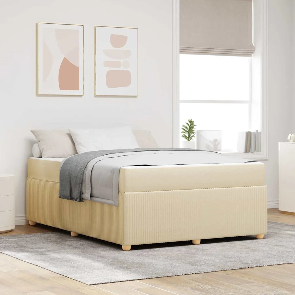 Struttura del letto con materasso Crema 140 x 200 cm Tessuto 3398397