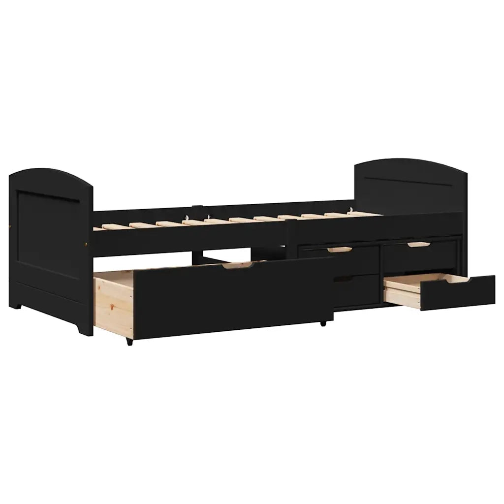 Dormeuse con 5 Cassetti senza Materasso-Divano Letto Nero 90x200 cm IRUN