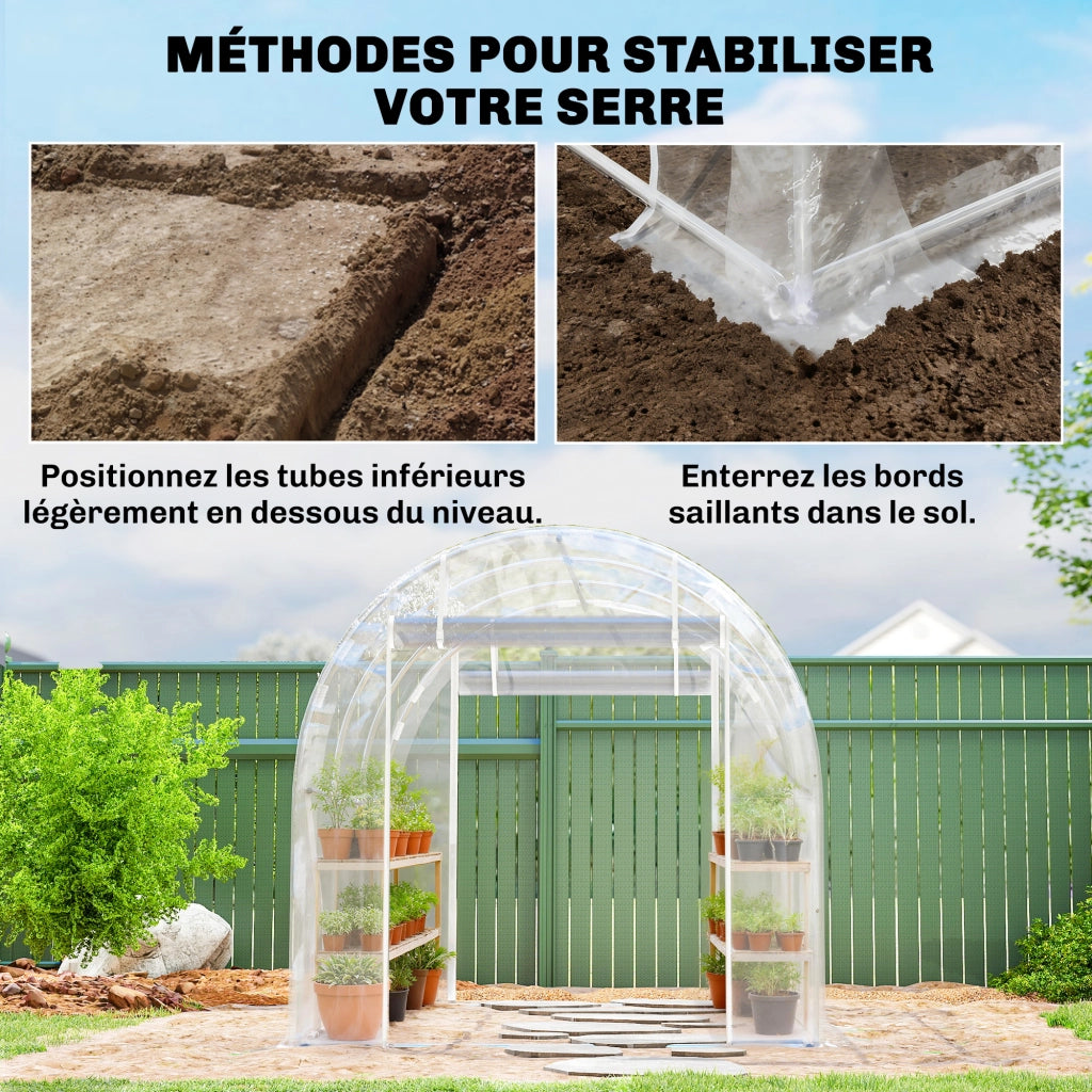 Serre da giardino tunnel 6m2 ¨C zephmum ¨C 195x295x195cm acciaio galvanizzato bache PE trasparente