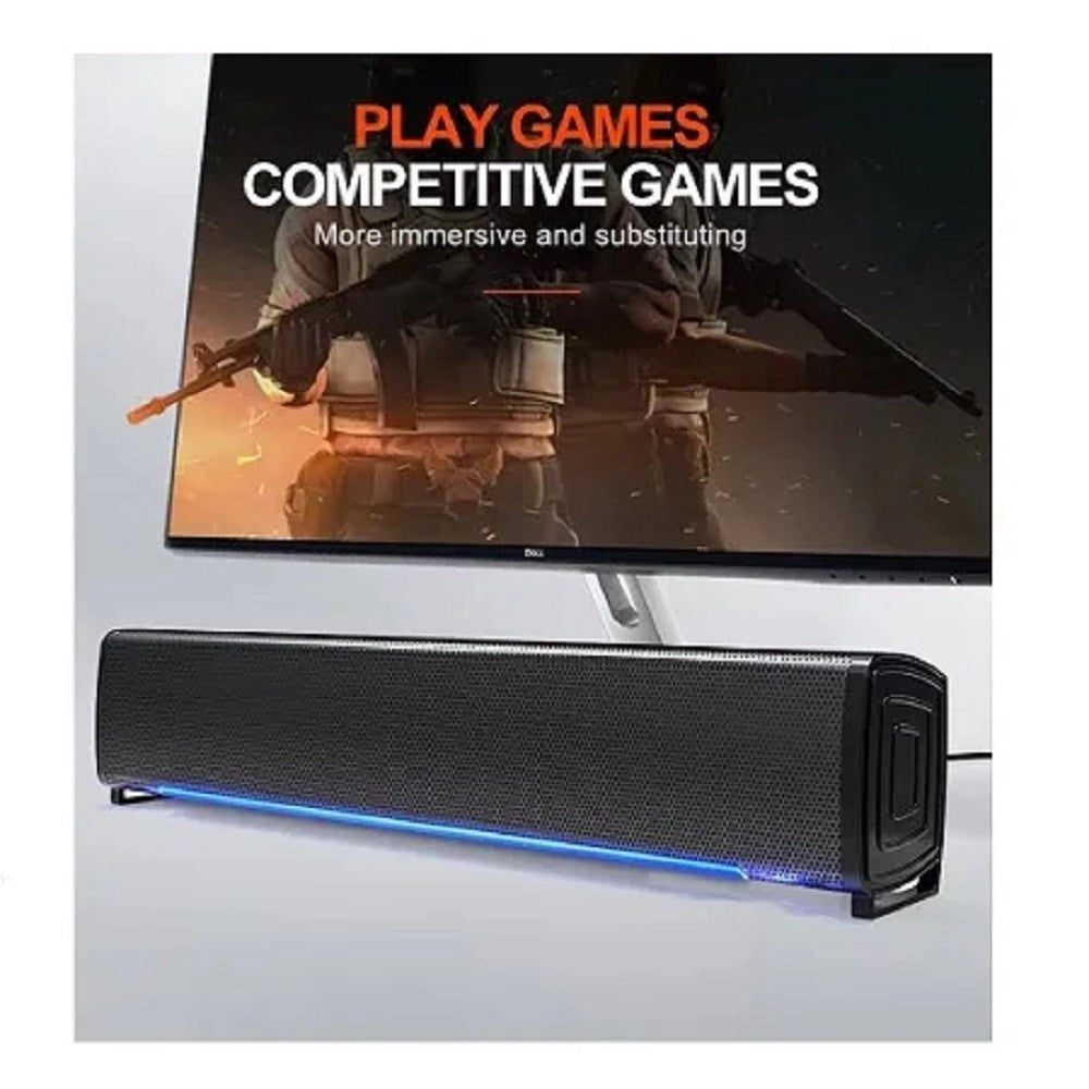 Trade Shop - Altoparlanti Q-t125 Speaker Soundbar Per Pc Potenziamento Bassi E Led Alla Base -
