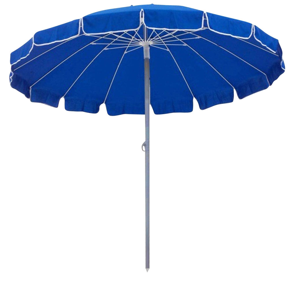 Ombrellone Mare Spiaggia Giardino 220cm Alluminio 16 Stecche con Custodia Air Vent Blu