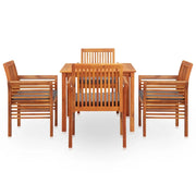 Set da Pranzo da Giardino 5 pz con Cuscini Massello di Acacia 278902