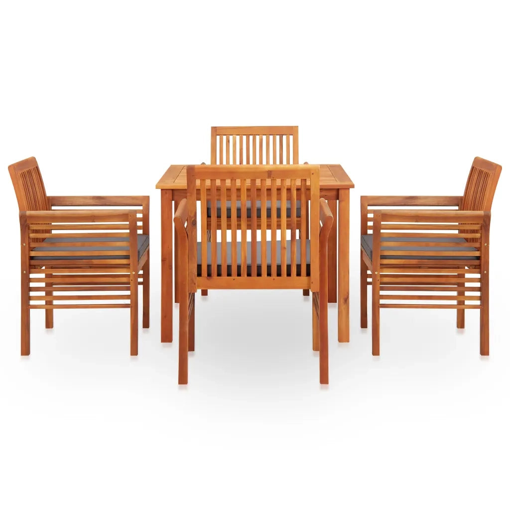 Set da Pranzo da Giardino 5 pz con Cuscini Massello di Acacia 278902