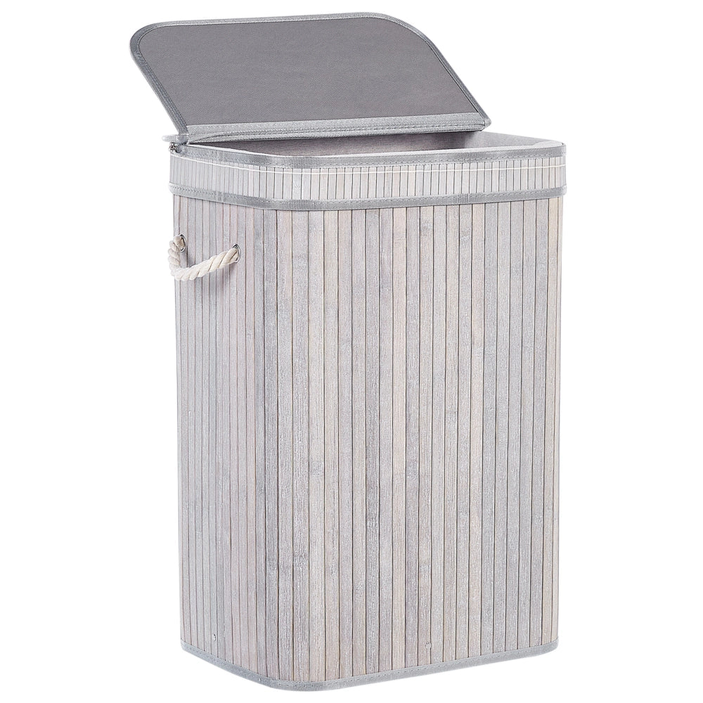 Cestino portaoggetti in bambù grigio con coperchio Cestino per biancheria Accessori pratici lavanderia bucato