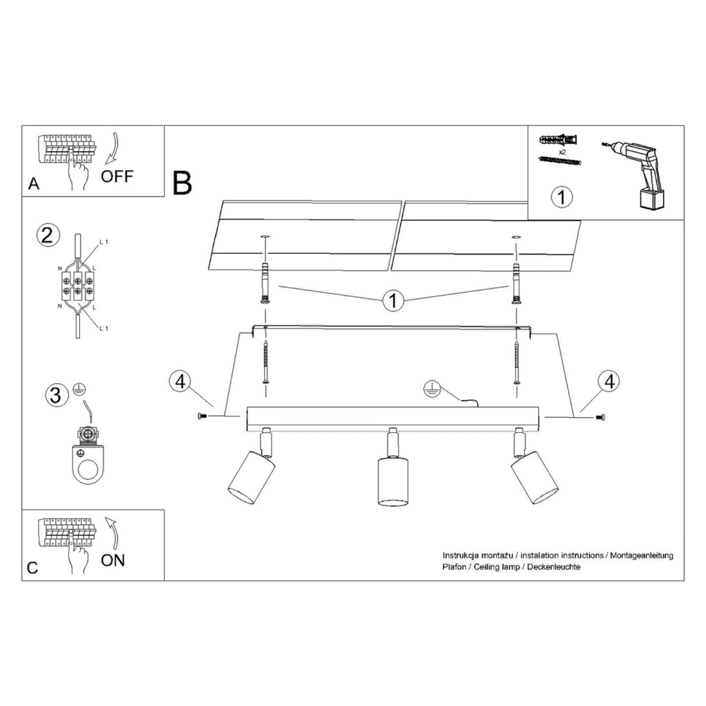 Lampada tubolare in acciaio a LED Winx Bittersweet Shimmer a 3 luci GU10, nero e oro