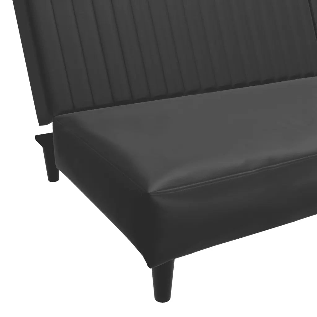 Divano Letto a 2 Posti Nero in Similpelle 375947
